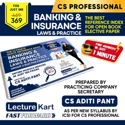 Banking & Insurance - Laws & Practice Reference Index Guide for CS Professional Open Book Elective Paper 7-4 by CS Aditi Pant - LectureKart